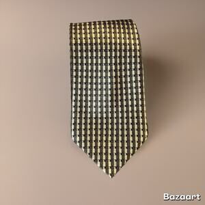 KEITH DANIELS Necktie 100% Silk Mens Tie Green Taupe pattern